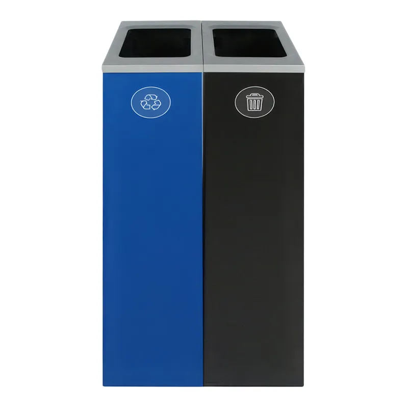 High Quality Busch Systems Spectrum 101186 20 Gallon Slim Color-Coded Powder-Coated Steel Two Stream Decorative Recyclables / Waste Receptacle