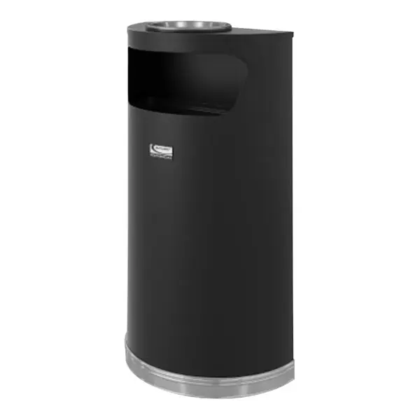 Suncast MTCRES901BKS 9 Gallon Indoor / Outdoor Half Round Steel Decorative Trash Can with Ashtray Special Discount