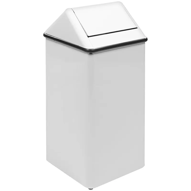 Super Sale Witt Industries 1511HTWH 36 Gallon White Steel Decorative Trash Can with Swing Top Lid