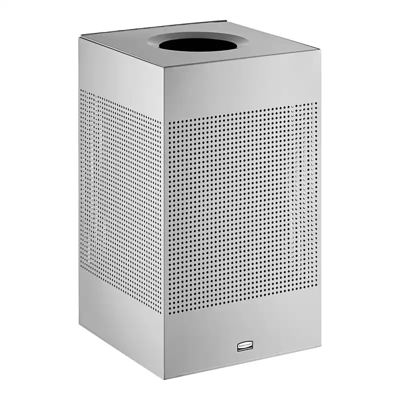 Rubbermaid® FGSC18EPLSM Silhouettes Metallic Silver Steel Designer Square Trash Can - 20 Gallon Must Have