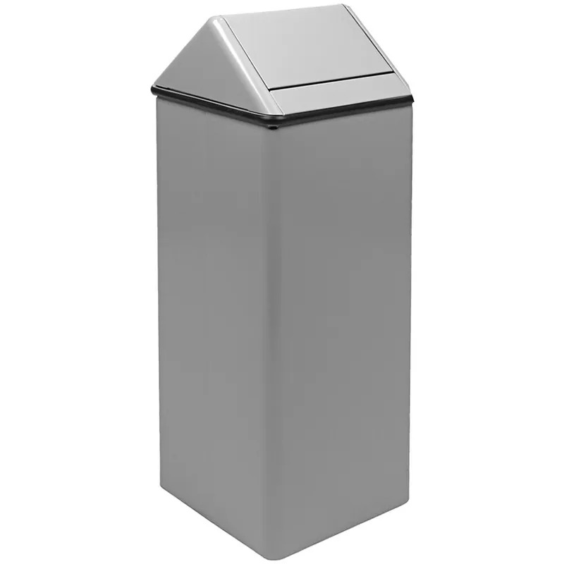 Witt Industries 1411HTSL 21 Gallon Slate Gray Steel Decorative Trash Can with Swing Top Lid Fast Shipping