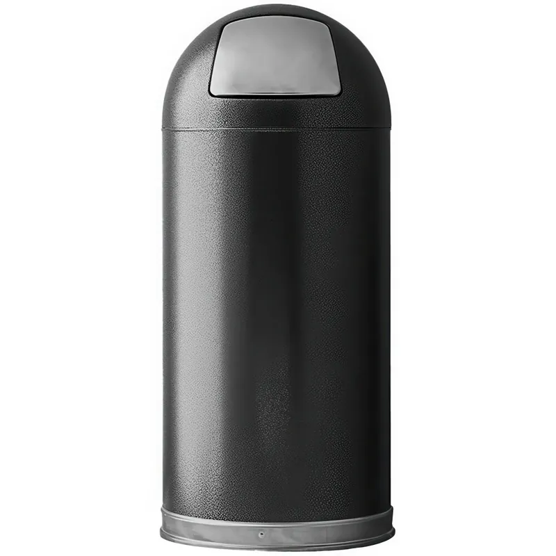 Editor’s Pick Witt Industries 15DTSVN 15 Gallon Silver Vein Steel Round Indoor Decorative Trash Can with Push Door Dome Lid