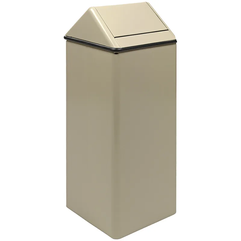 Free Delivery Witt Industries 1411HTAL 21 Gallon Almond Steel Decorative Trash Can with Swing Top Lid