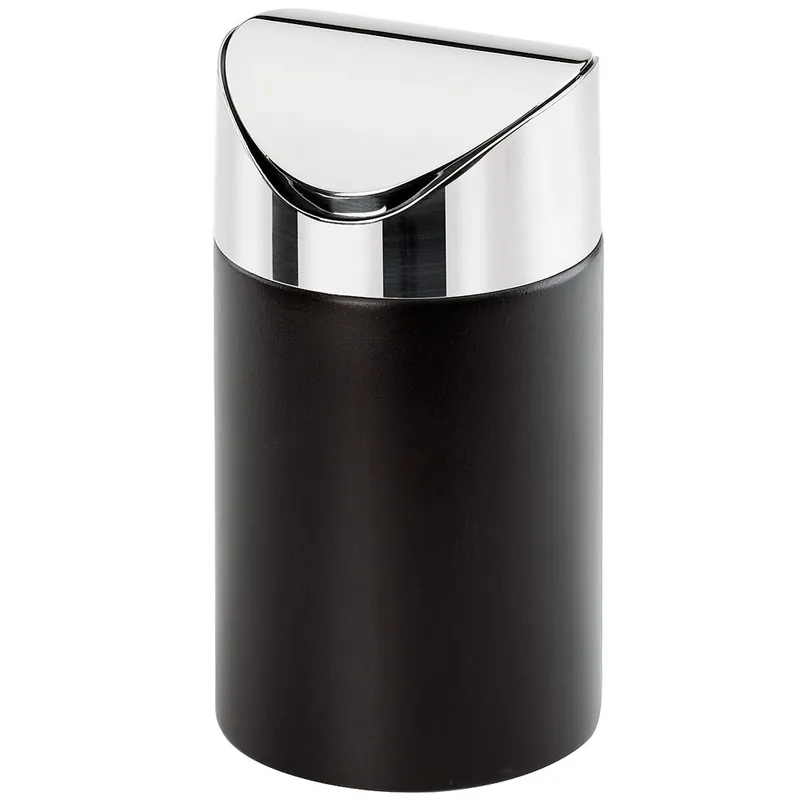 Cal-Mil 1717-96 5" x 7" Midnight Round Countertop Trash Can with Swing Lid Popular