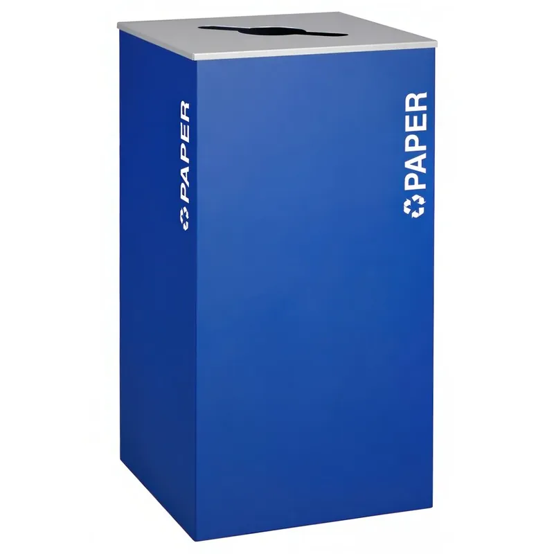 Limited Edition Ex-Cell Kaiser RC-KD36-P RYX Kaleidoscope XL Series Royal Blue Texture Square 36 Gallon Customizable Paper Receptacle