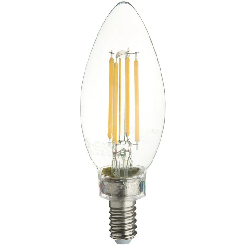 TCP FB11D4027E12SCL95 4W Dimmable LED Clear Filament High CRI Lamp, 300 Lumens, 2700K, E12 Base (B11) Professional Grade