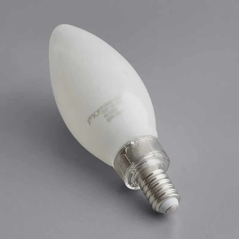 TCP FB11D4040E12SFR95 4W Dimmable LED Frosted Filament High CRI Lamp, 300 Lumens, 4000K, E12 Base (B11) Professional Grade