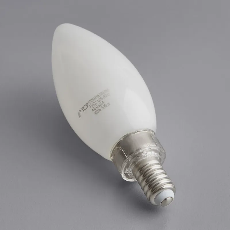 TCP FB11D4030E12SFR95 4W Dimmable LED Frosted Filament High CRI Lamp, 300 Lumens, 3000K, E12 Base (B11) Direct From Manufacturer