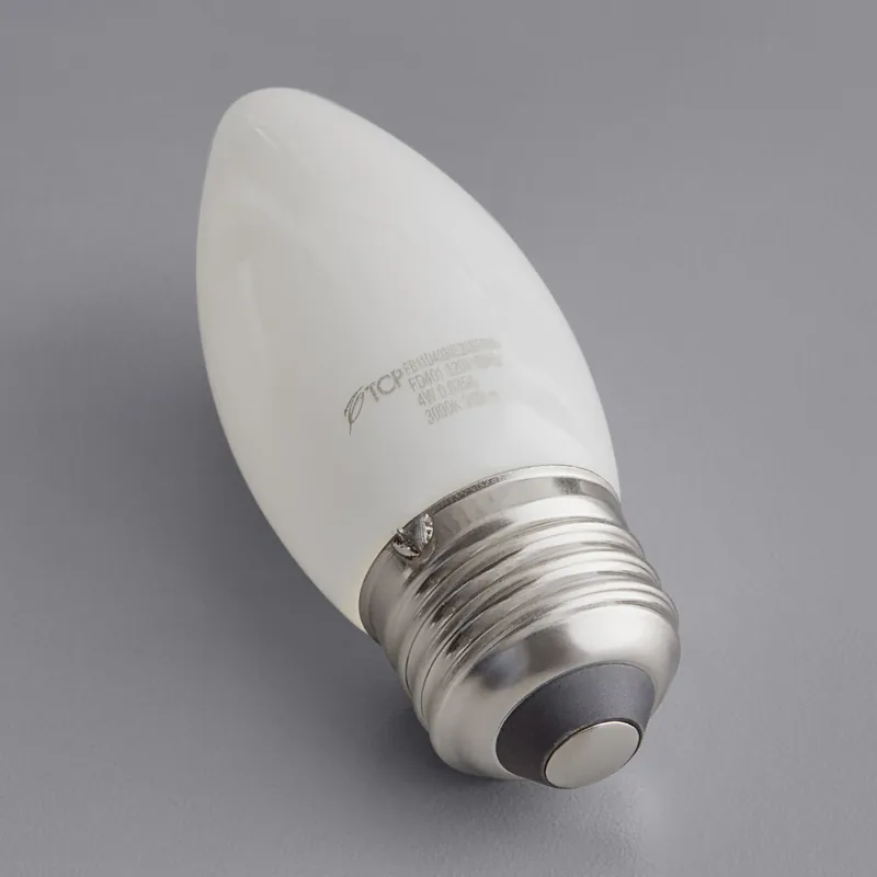 TCP FB11D4040E26SFR95 4W Dimmable LED Frosted Filament High CRI Lamp, 300 Lumens, 4000K, E26 Base (B11) Final Sale