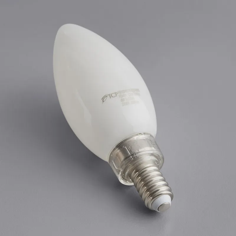 Place Order TCP FB11D4027E12SFR95 4W Dimmable LED Frosted Filament High CRI Lamp, 300 Lumens, 2700K, E12 Base (B11)