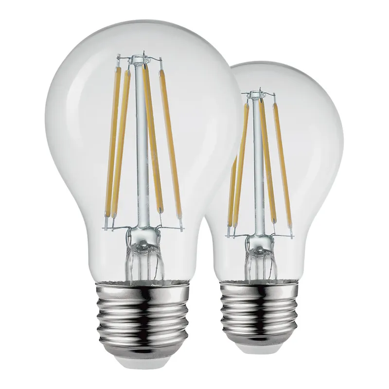Globe 8W Dusk-To-Dawn Clear LED Lamp, 800 Lumens, 3,000K (A19) - 2/Case While Supplies Last