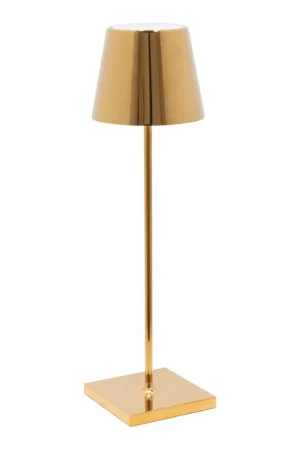 Zafferano America Poldina Pro 15" Glossy Gold Cordless Rechargeable Table Lamp Direct From Factory