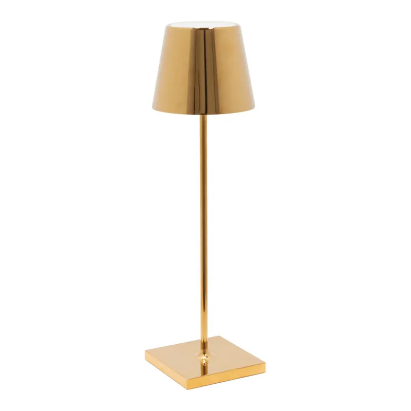 Zafferano America Poldina Pro 15" Glossy Gold Cordless Rechargeable Table Lamp Direct From Factory