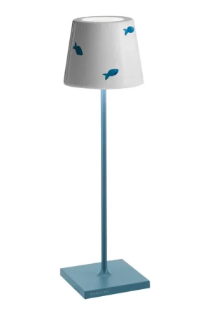 Zafferano America Poldina Pro Lido 15" Light Blue / Fish Cordless Rechargeable Table Lamp Buy Today