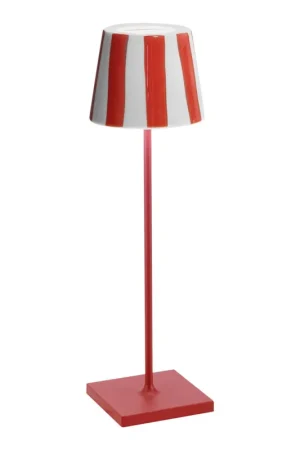 Zafferano America Poldina Pro Lido 15" White / Red Stripe Cordless Rechargeable Table Lamp Markdown