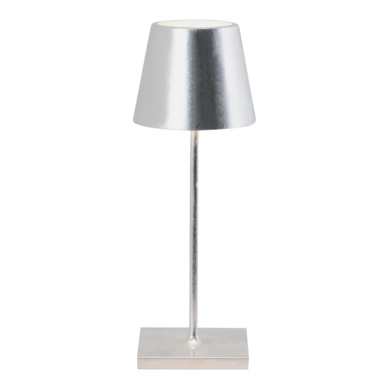 Zafferano America Poldina Pro Mini 11 7/8" Silver Leaf Cordless Rechargeable Table Lamp Buy Direct