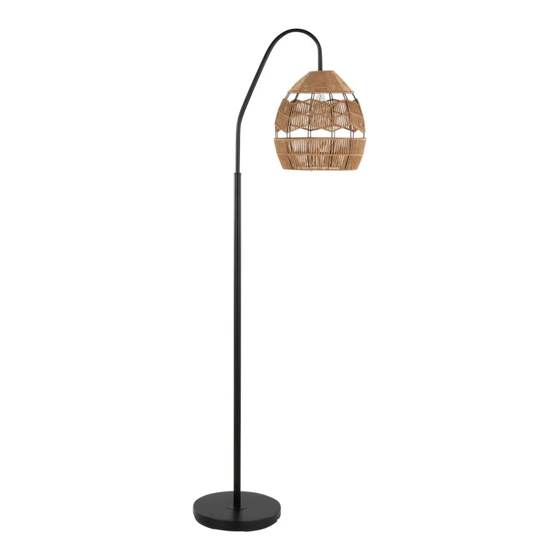 Big Sale LumiSource Congo 64" Matte Black Floor Lamp with Brown Woven Rope Shade - 120V, 60W