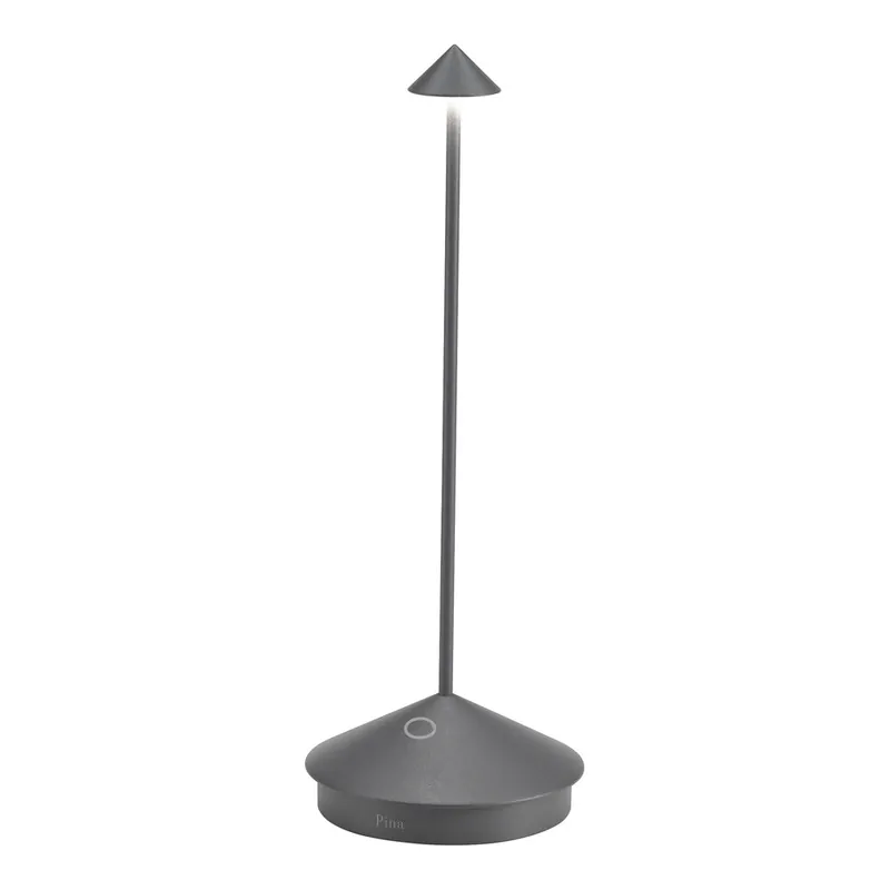 Genuine Zafferano America Pina Pro 11 7/16" Dark Gray Cordless Rechargeable Table Lamp