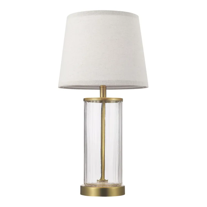 Globe 19 3/4" Glam Matte Brass Table Lamp with Fillable Ribbed Glass Base - 120V, 60W Bargain