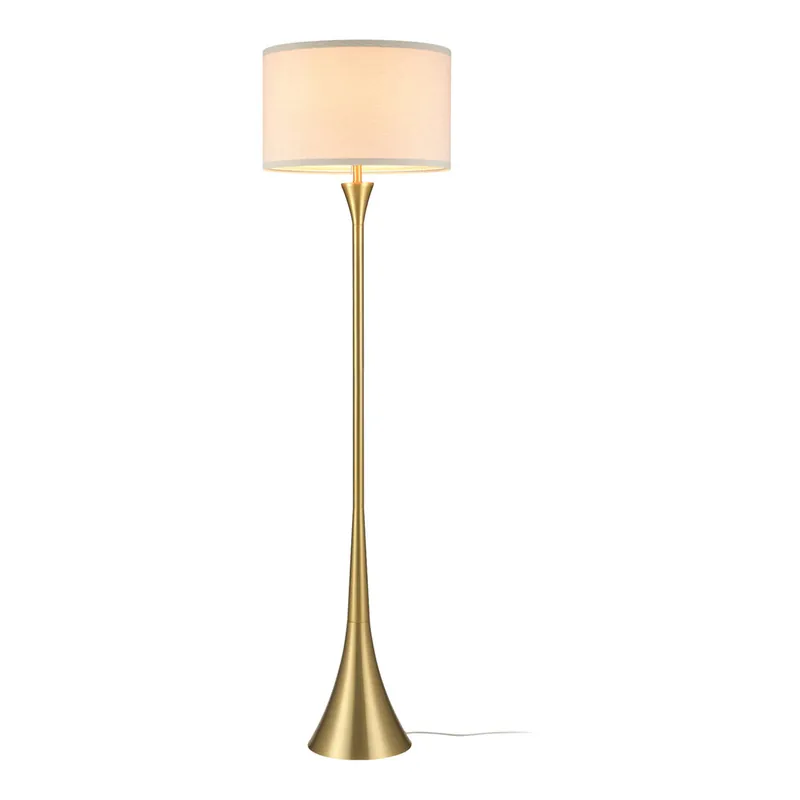 Globe Novogratz Maclaine 60 1/8" Antique Brass Floor Lamp with Beige Polyester Shade - 120V, 60W Order Now