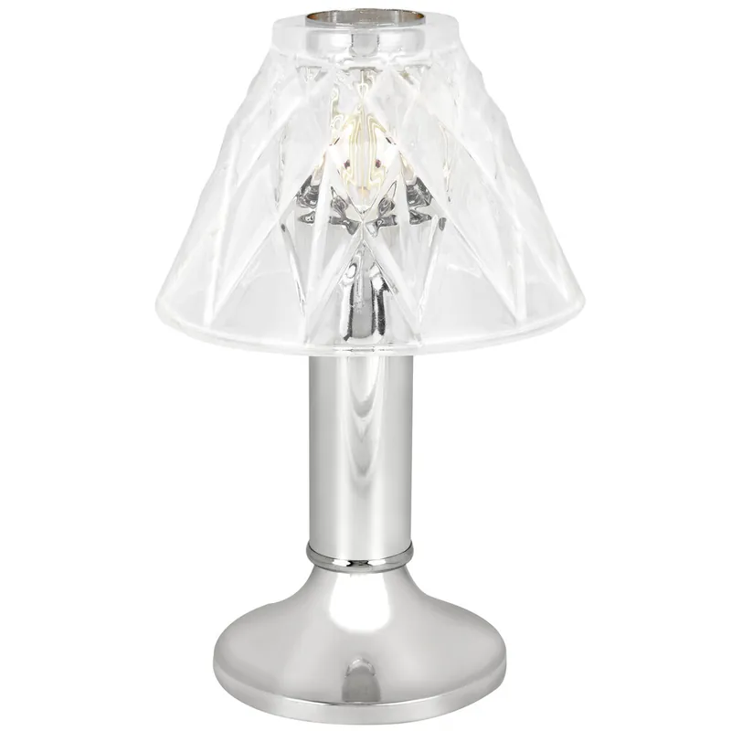 Budget Sterno 80476 10" Paige Chrome Lamp with Adeline Clear Shade