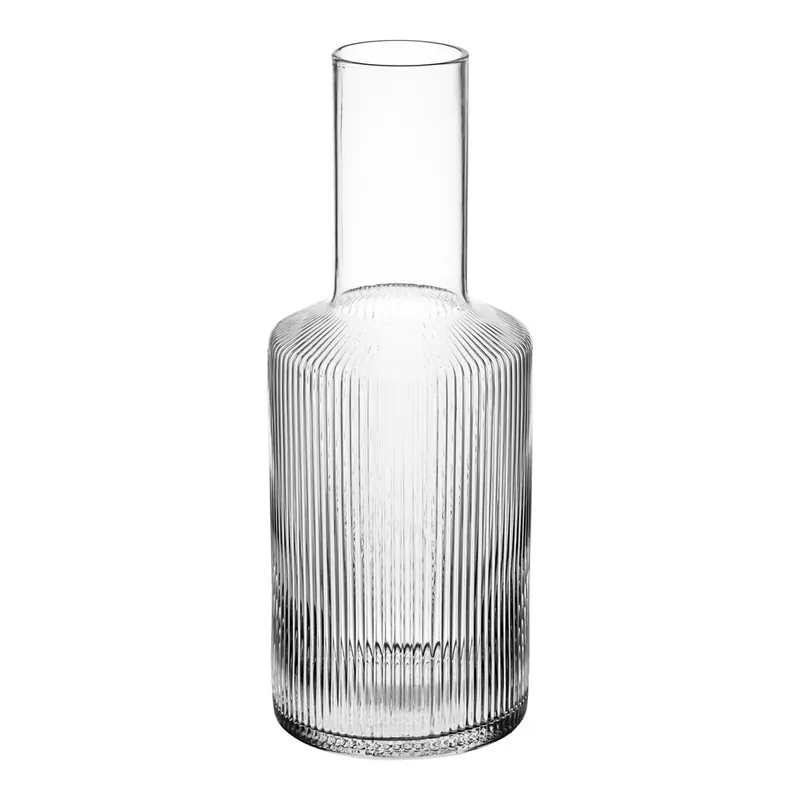 Clearance Acopa Lore 9 1/2" Glass Ribbed Vase - 6/Case