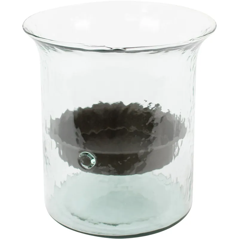 Budget Kalalou Giant Glass Cylindrical Hurricane Candle Holder with Rustic Metal Insert