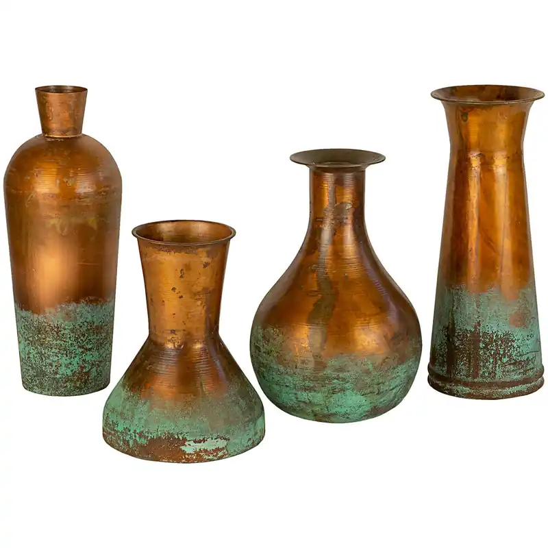 Kalalou 4-Piece Two-Tone Standard Copper Vase Set Direct From Manufacturer