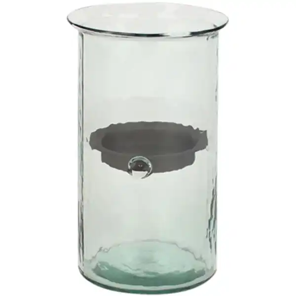 Kalalou Medium Glass Mini Cylindrical Hurricane Candle Holder with Rustic Metal Insert Trusted Brand