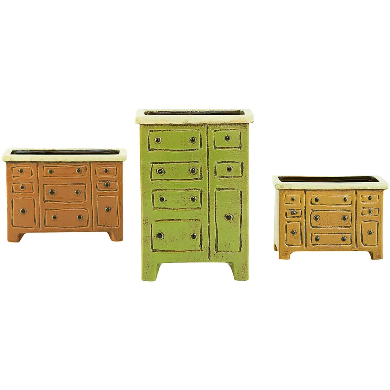 Hot Picks Kalalou 3-Piece Multicolor Ceramic Chest of Drawers Planter Set
