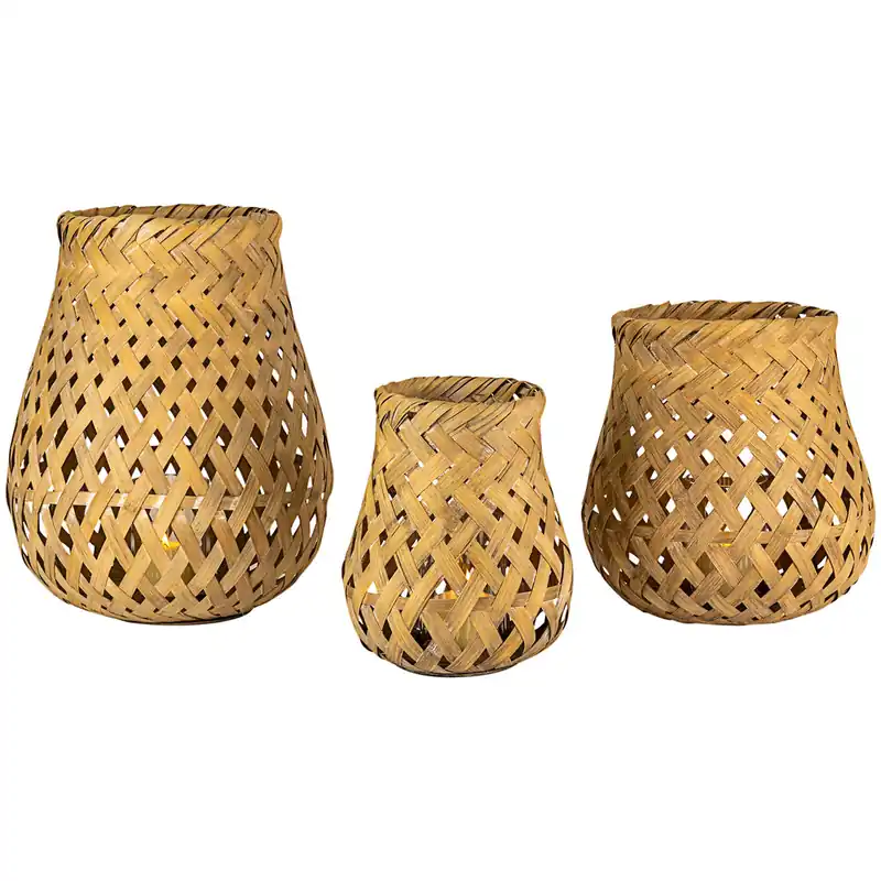 Buy Today Kalalou 3-Piece Woven Bamboo Lantern Set