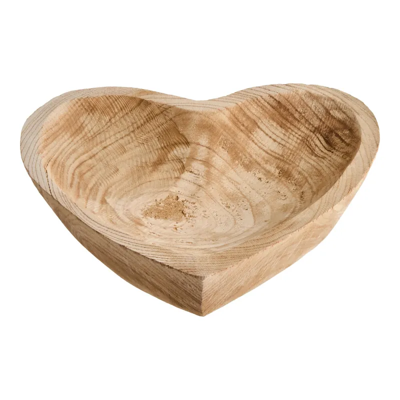 Free Returns Kalalou Heart-Shaped Carved Wooden Display Bowl