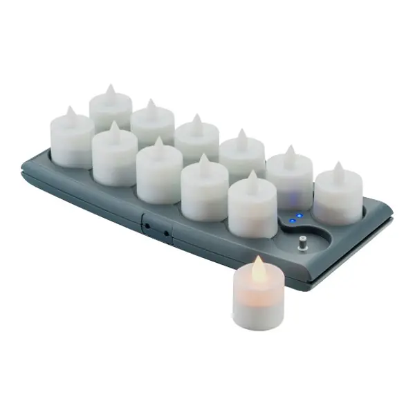 Special Discount Hollowick V12 12-Piece Amber Rechargeable Flameless Candle Set with Charging Tray and USB Power Cord