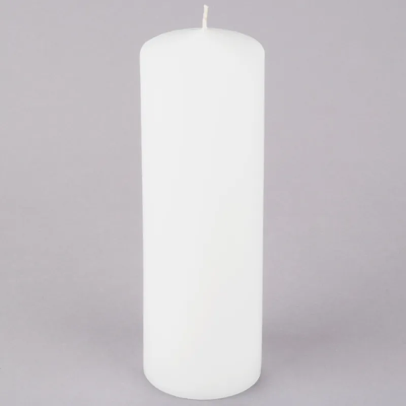 Sterno 40174 9 1/2" White Wax Pillar Candle - 6/Case Deal