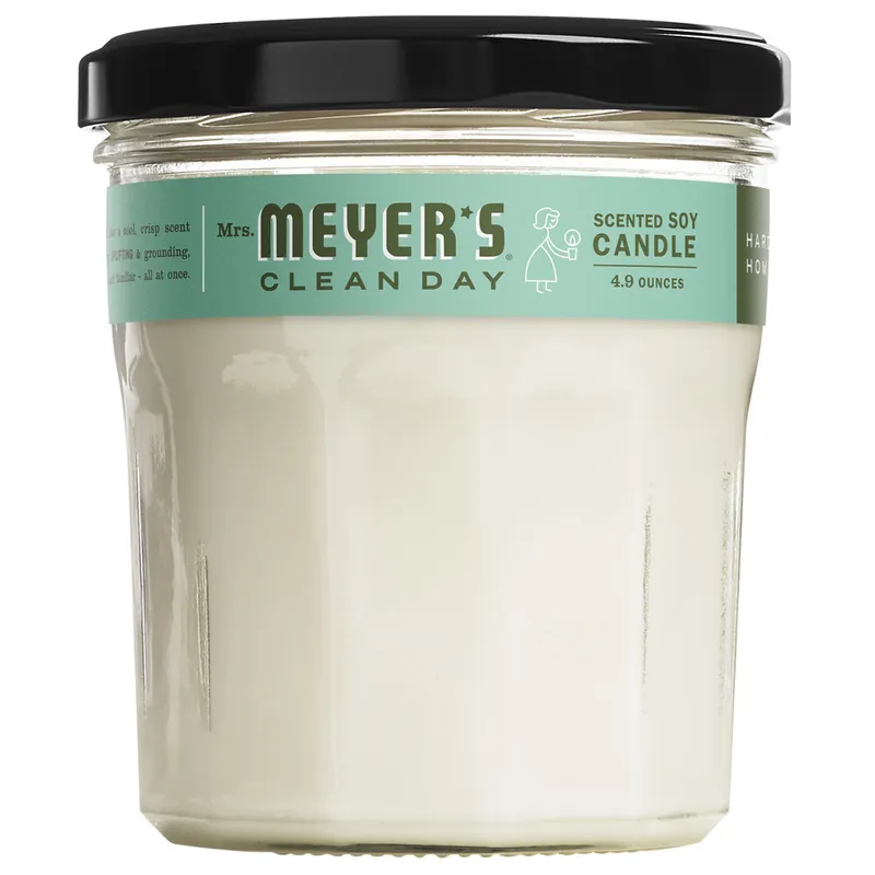 Handmade Mrs. Meyer's Clean Day 663190 4.9 oz. Basil Scented Wax Candle - 6/Case