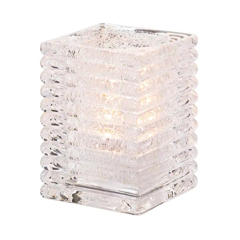 Buy Online Hollowick 1511CJ 4 1/8" Clear Glass Jewel Horizontal Rib Square Lamp