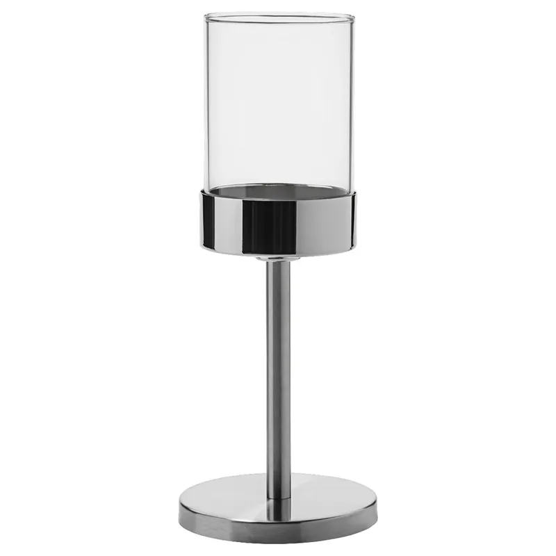Exclusive Hollowick 272BSS Mod Brushed Stainless Steel Candlestick Base with Clear Cylinder Shade