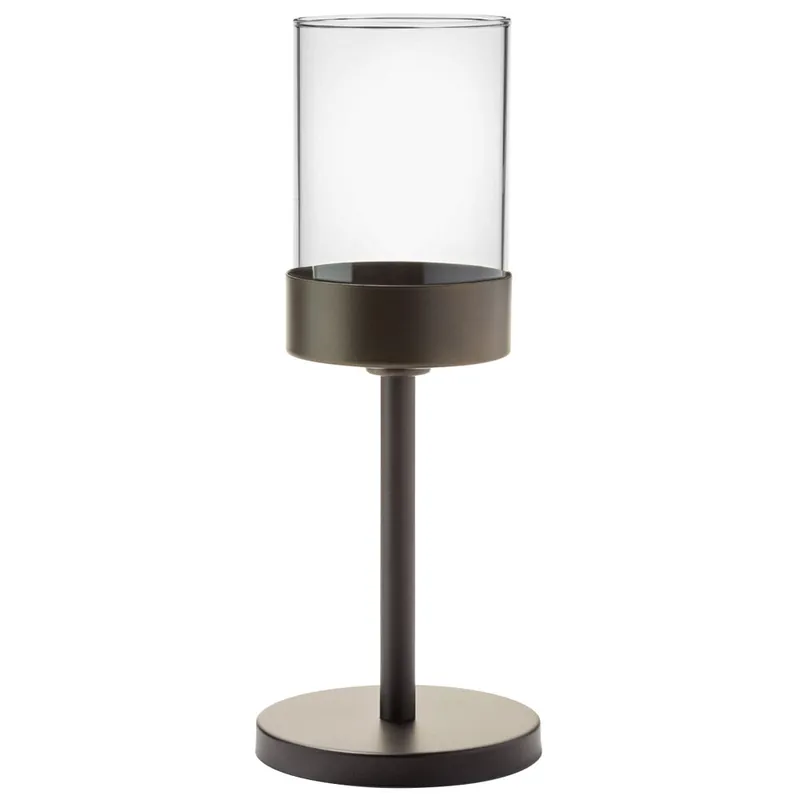 Order Now Hollowick 272BZ Mod Dark Bronze Candlestick Base with Clear Cylinder Shade